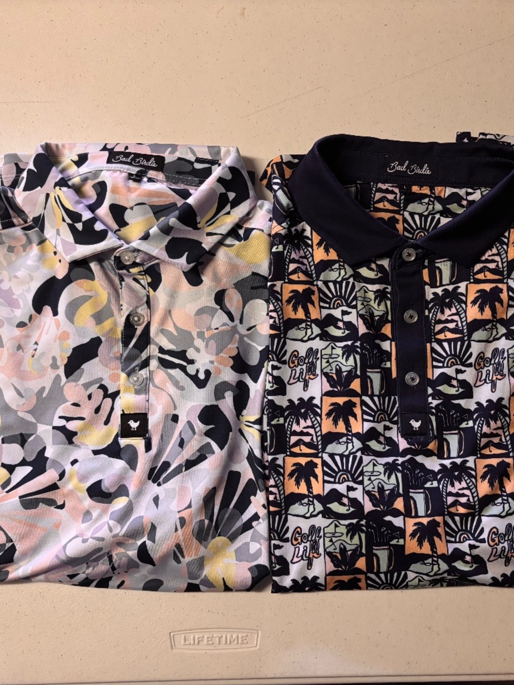 2 mens large Bad Birdie golf polos